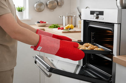 Sur La Table Kitchen Essentials Set of 2 Silicone Oven Mitts, Heat Resistant to 550°F (Green)