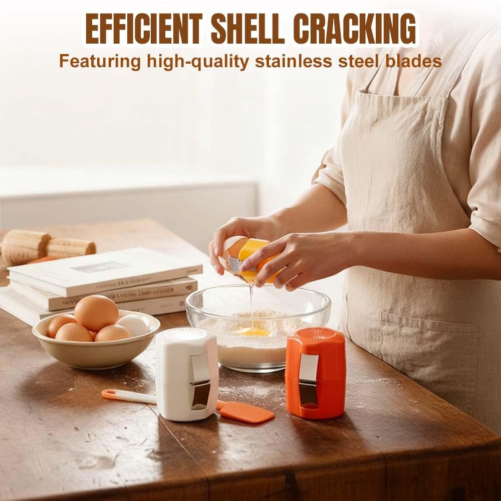 Egg Shell Opener, Egg Shell Cutter, New Handheld Egg Opener for Hard Boiled Eggs, Egg Cracker Tool for Raw Egg, Stainless Steel Eggshell Breaker Eggs Shell Cutter (1, Orange)