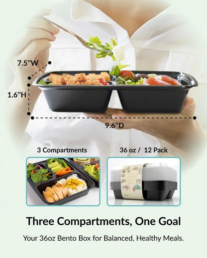 Enther Meal Prep Containers Single Lids Food Storage Bento BPA Free | Stackable | Reusable Lunch Boxes, Microwave/Dishwasher/Freezer Safe Portion Control (28 oz), 12 Pack 1 Compartment