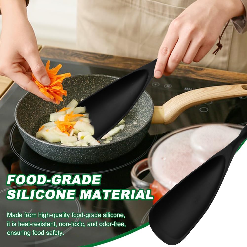 2Pack Cooking Spoon, Silicone Spoonula Spatula with Wooden Handle