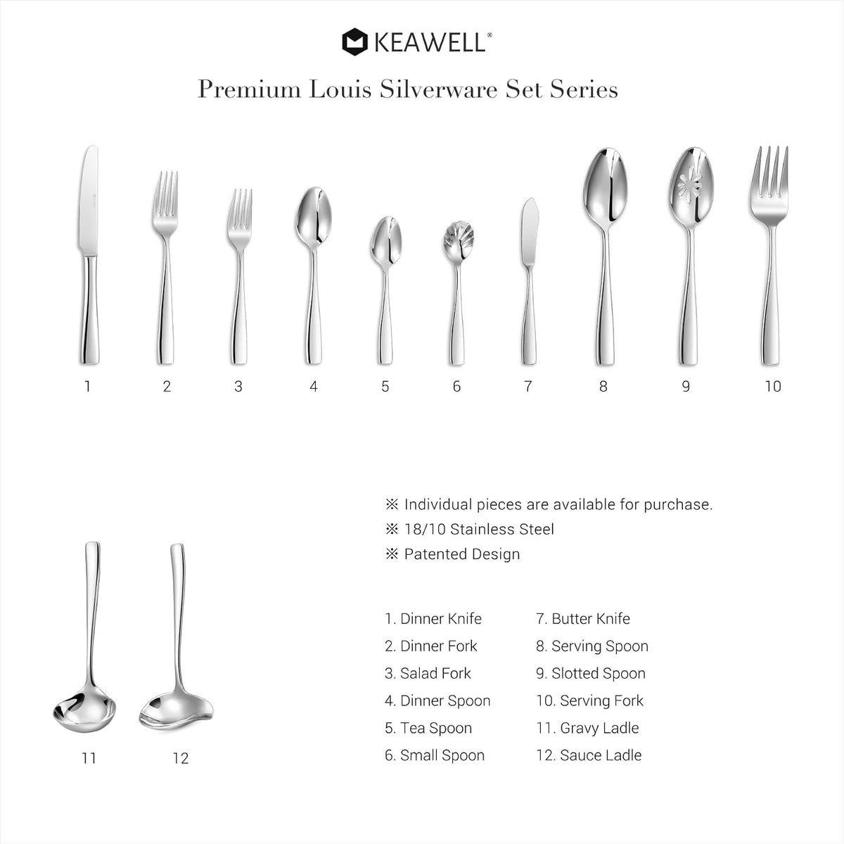 KEAWELL Premium Louis Serving Utensils (Serving Forks)