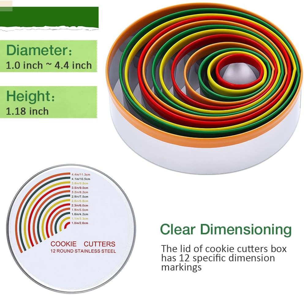 Alimat PluS Round Biscuit Cutter Set, Circle Cookie Cutters