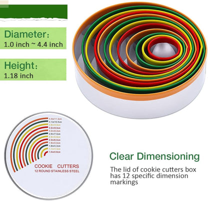 Alimat PluS Round Biscuit Cutter Set, Circle Cookie Cutters