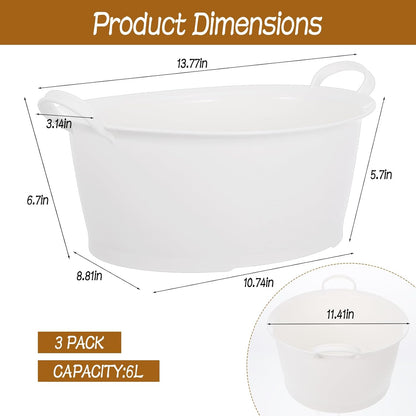 3 Packs Large Ice Bucket for Parties, 6.6L Portable Beverage Tubs for Parties, Large Plastic Drink Ice Buckets for Beverage Wine Beer Cocktails & Outdoor Events, Durable Ice Storage Cube