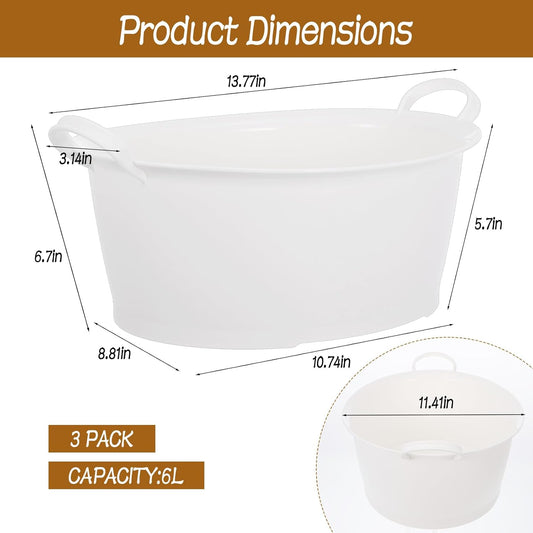 3 Packs Large Ice Bucket for Parties, 6.6L Portable Beverage Tubs for Parties, Large Plastic Drink Ice Buckets for Beverage Wine Beer Cocktails & Outdoor Events, Durable Ice Storage Cube