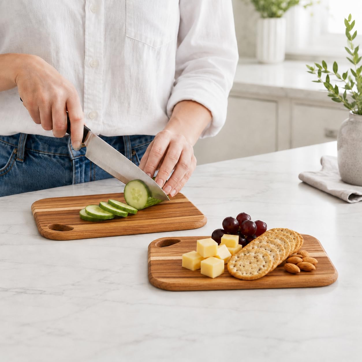 2 Pack Small Bamboo Wood Cutting Board for Kitchen 8.6" x 6" Mini Wooden Charcuterie Boards Lightweight Chopping Board Non Toxic Serving Board Tiny Chef Set Camping Fruit Lemon Sandwich Cheese Board
