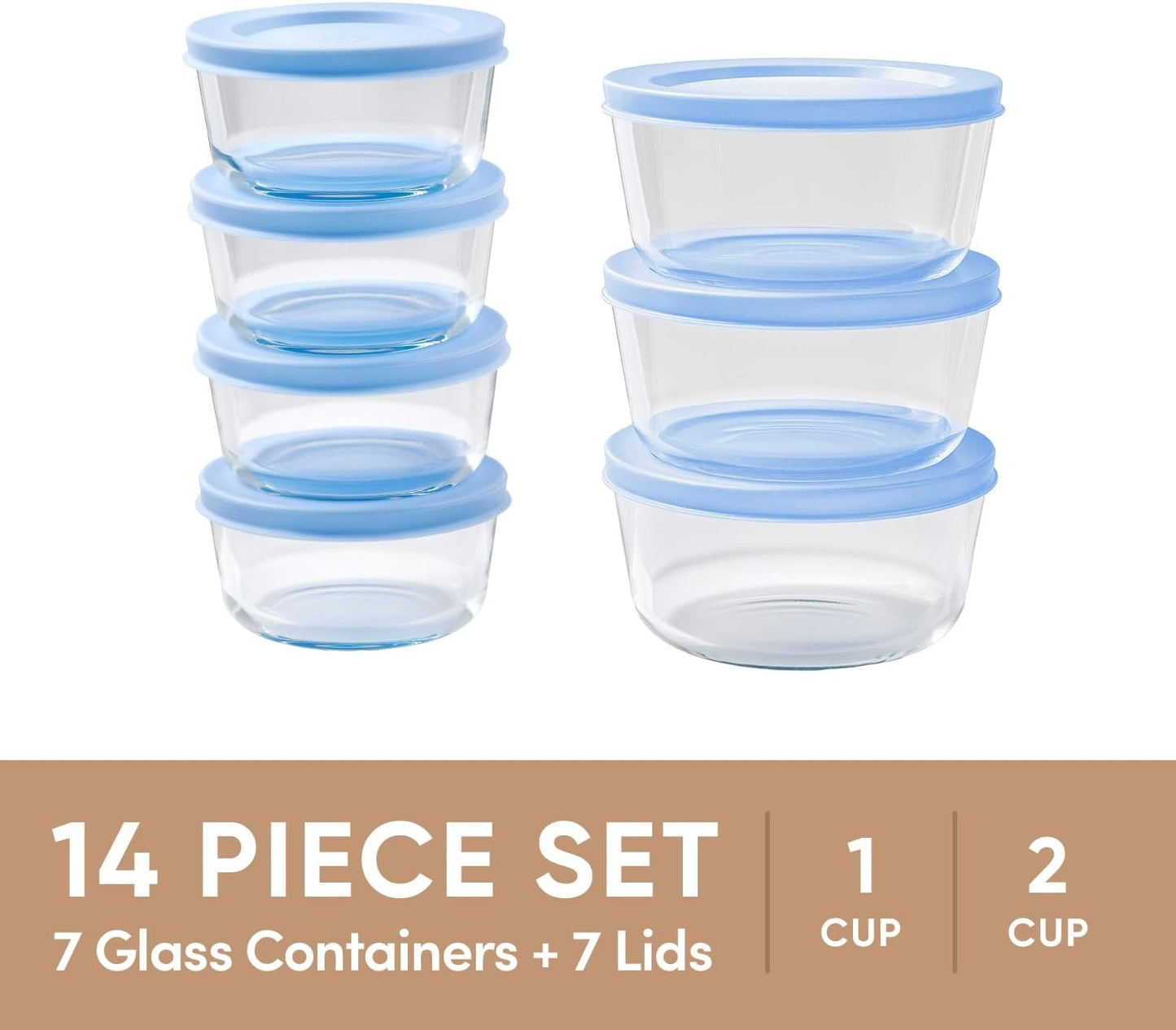 6-Piece Glass Food Storage Containers Set (3 Containers + 3 BPA-Free Lids) | 2-Cup, Leakproof | Microwave, Freezer, Oven & Dishwasher Safe | Ideal for Meal Prep & Pantry Organization, Pistachio