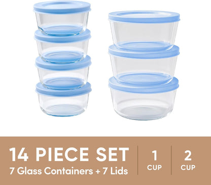 6-Piece Glass Food Storage Containers Set (3 Containers + 3 BPA-Free Lids) | 2-Cup, Leakproof | Microwave, Freezer, Oven & Dishwasher Safe | Ideal for Meal Prep & Pantry Organization, Pistachio