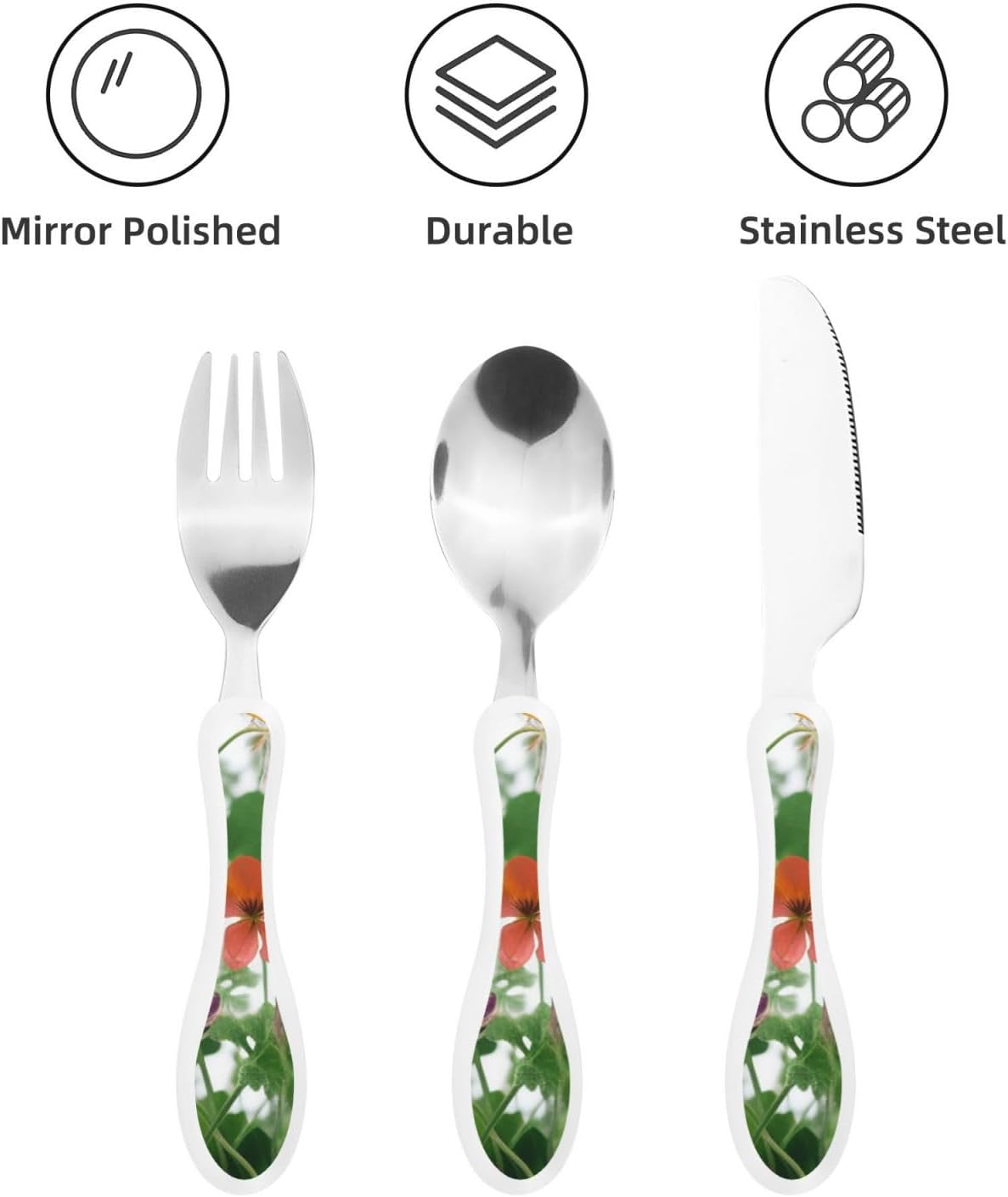 3-Piece Kids Silverware Set With Storage Case, Stainless Steel Reusable Children Safe Knife Spoon Fork Set Blue Active Girl Running Sunset Children Flatware Set For Kids Lunch Box - Colors B