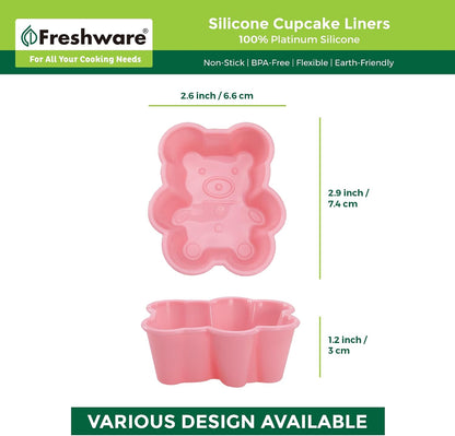 Freshware Cupcake Liners, Pack of 12 Silicone Muffin Cups, Baking Cups, Reusable & Non-stick Cupcake Liners for Party Halloween Christmas, Round