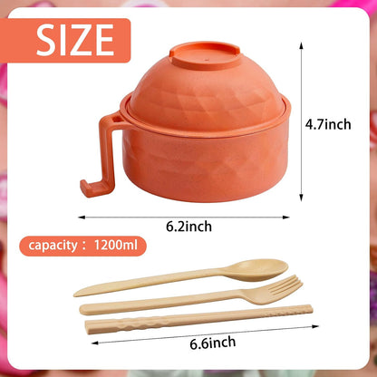 2 Sets 40 oz Microwave Ramen Bowl with Handles, Yellow,Orange