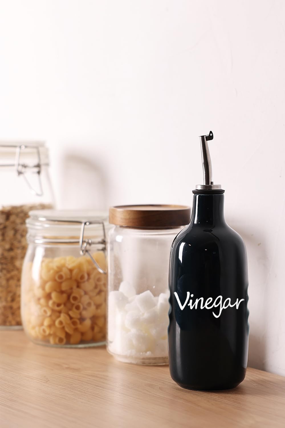 Farmhouse Ceramic Oil and Vinegar Dispenser Bottle Set (White)
