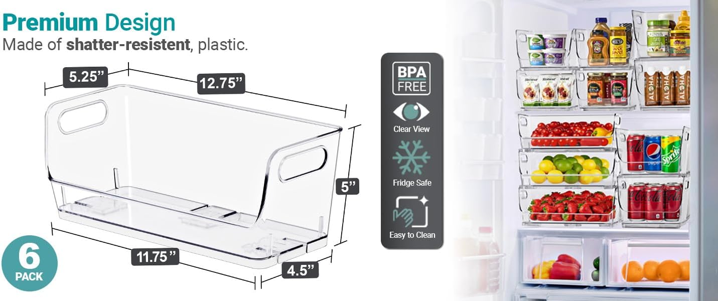 Sorbus Stackable Storage Bins Open Front - Clear Stackable Storage Bins - Pantry Bins for Storage and Organization - Acrylic Stackable Bins for Kitchen - Clear Pantry Organizer Bins (Medium 2 Pack)