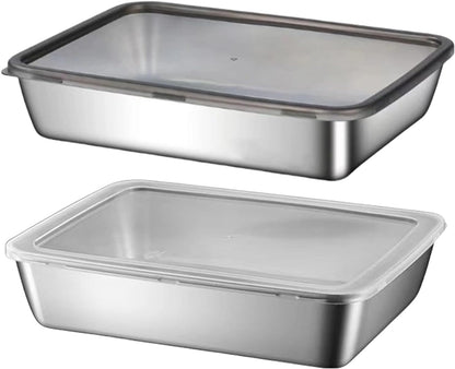 Stainless Steel Grilling Prep and Serve Tray, BBQ Platter, Grilling for Cooked and Raws Meat Fridge Food Storage BBQ Platter for Raws and Cooked Food