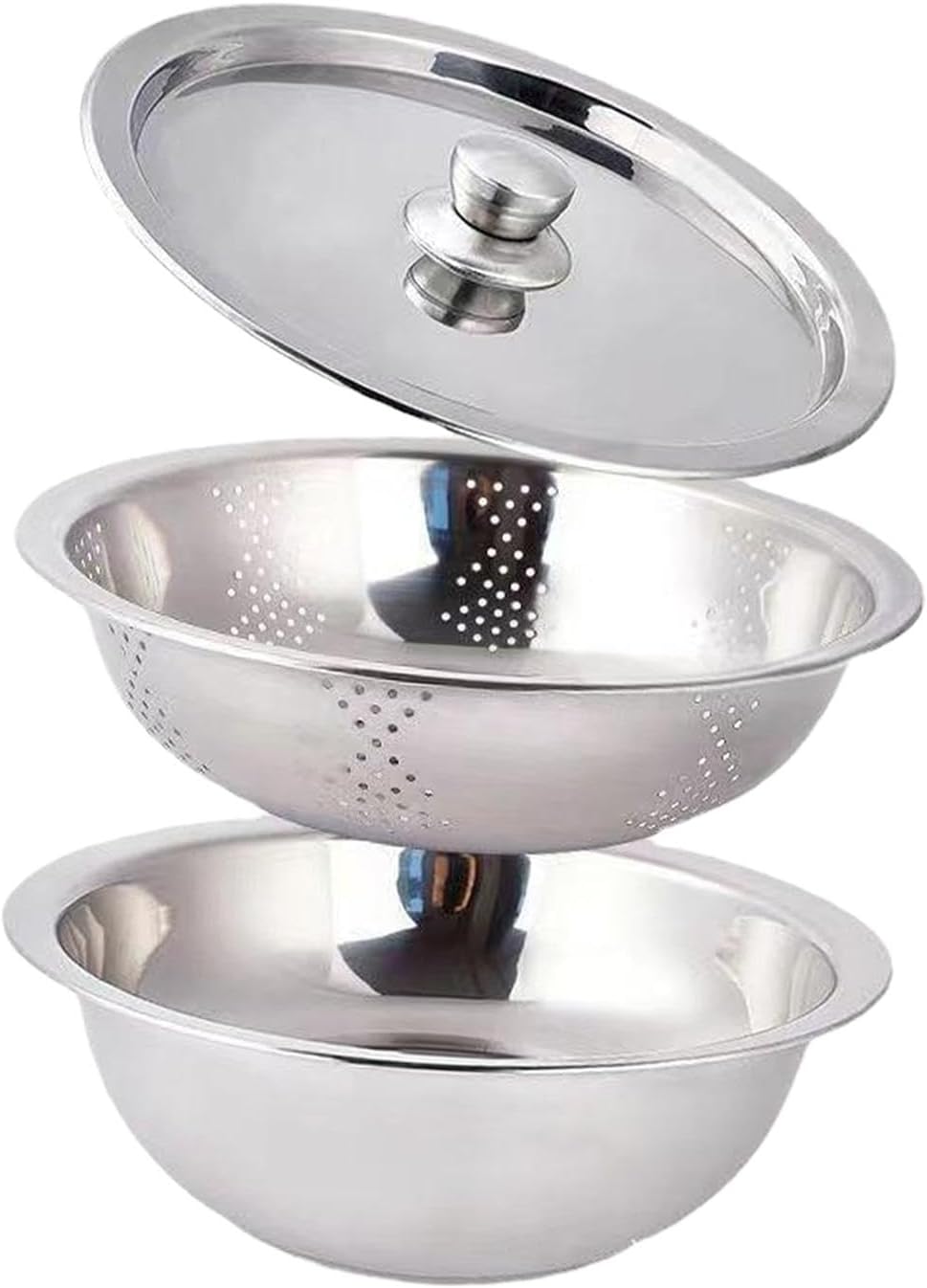 Food Storage Container Colander with Bowl Rice Rinser Food Strainer Produce Container for Salad Meat Beans Multipurpose Kitchen Utensil- 30cm