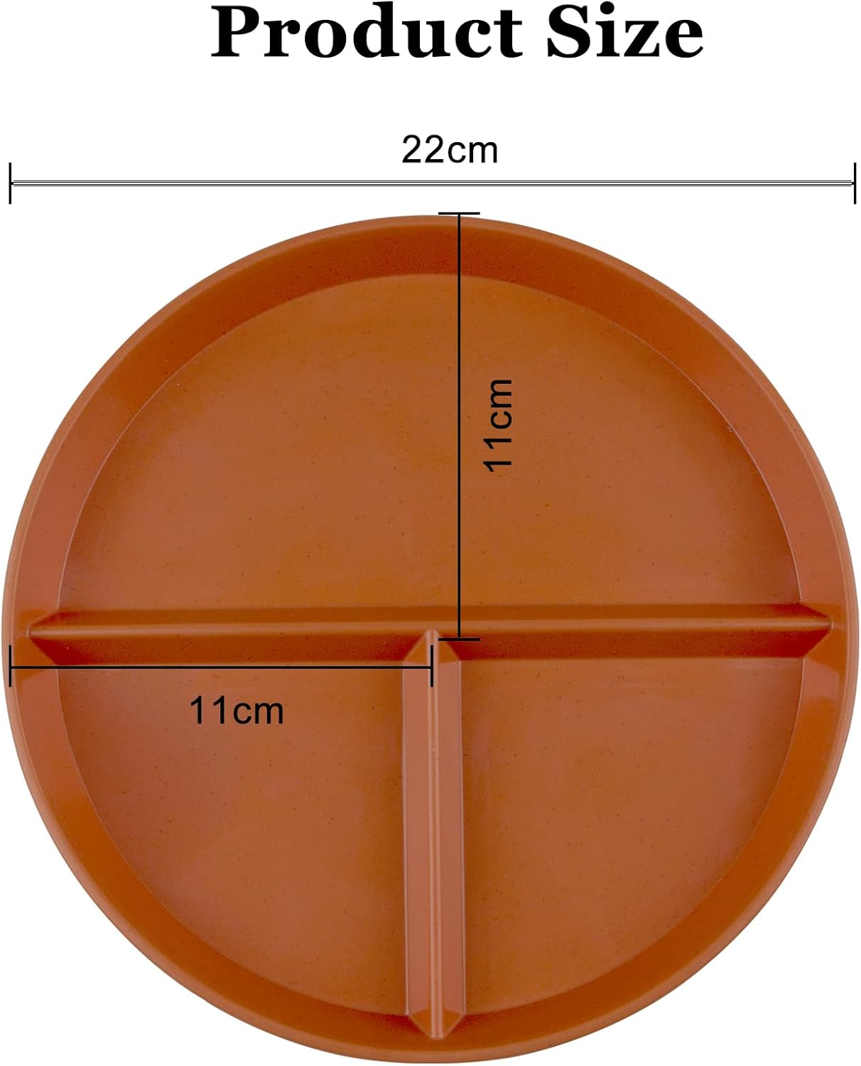 Portion Control Plate 2 Pack 9" Unbreakable Divided Plates,3 Compartment Dinner Plates, Reusable Plate Weight Loss for Adults, Color Black