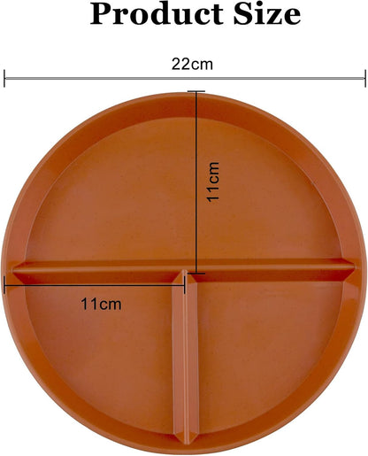 Portion Control Plate 2 Pack 9" Unbreakable Divided Plates,3 Compartment Dinner Plates, Reusable Plate Weight Loss for Adults, Color Black