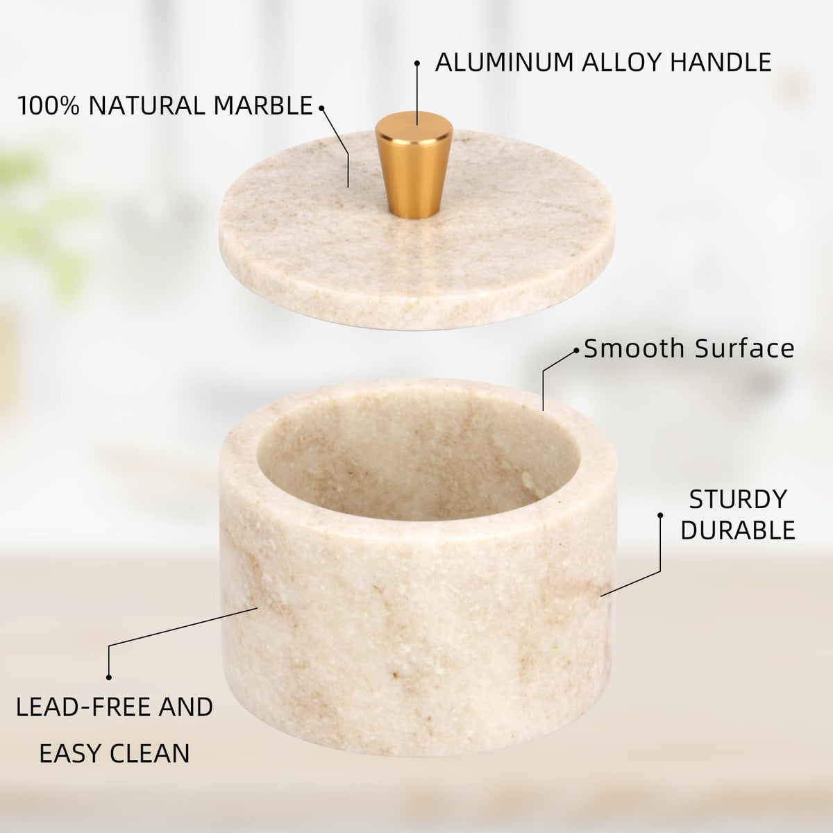 Marble Salt Cellar with Lid, Viva Jade, 4 inch