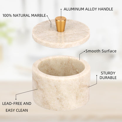 Marble Salt Cellar with Lid, Viva Jade, 4 inch