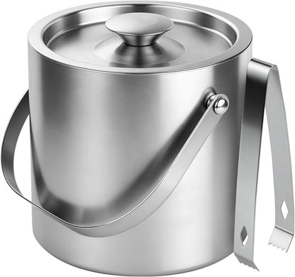 ChefBee Stainless Steel Ice Bucket - 3L Double-Wall Insulated Ice Buckets for Parties with Lid & Tongs, Large Champagne Wine Drink Container Holder, Ideal for Freezer Cocktail Home Bar Accessories