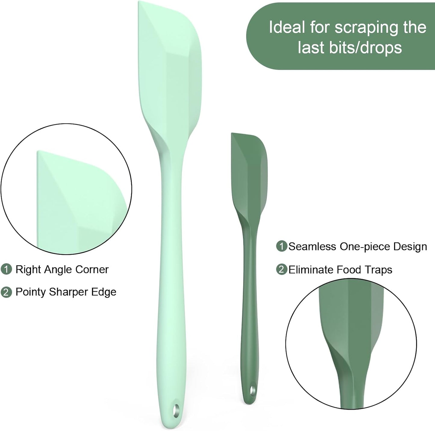 Silicone Spatula Set, Premium Spatulas Silicone Heat Resistant 2 Small & 2 Large Flexible Scraper for Nonstick Cookware, Rubber Spatula for Kitchen Mixing Baking Cooking Use, Soft Spatula - Gray