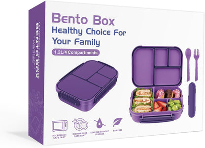 Amathley Lunch Box Kids,Bento Box Adult,Leakproof Lunch Containers for Adults/Kids/Toddler,1200ML-4 Compartments bento Lunch box with Utensil,Microwave & Dishwasher & Freezer Safe (Pink Berry)