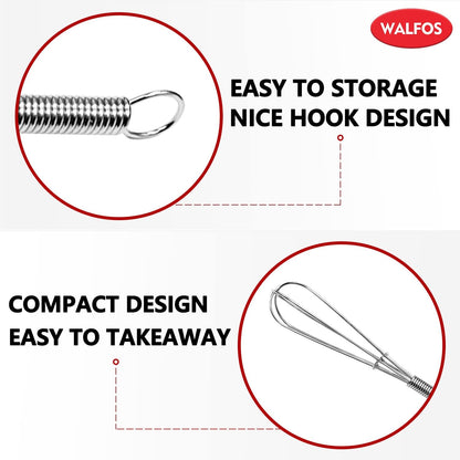Walfos Silicone Whisk,Stainless Steel Wire Whisk -Heat Resistant 480°F Kitchen Whisks for Non-stick Cookware,Balloon Egg Beater Perfect for Blending,Whisking,Beating,Frothing & Stirring,Black