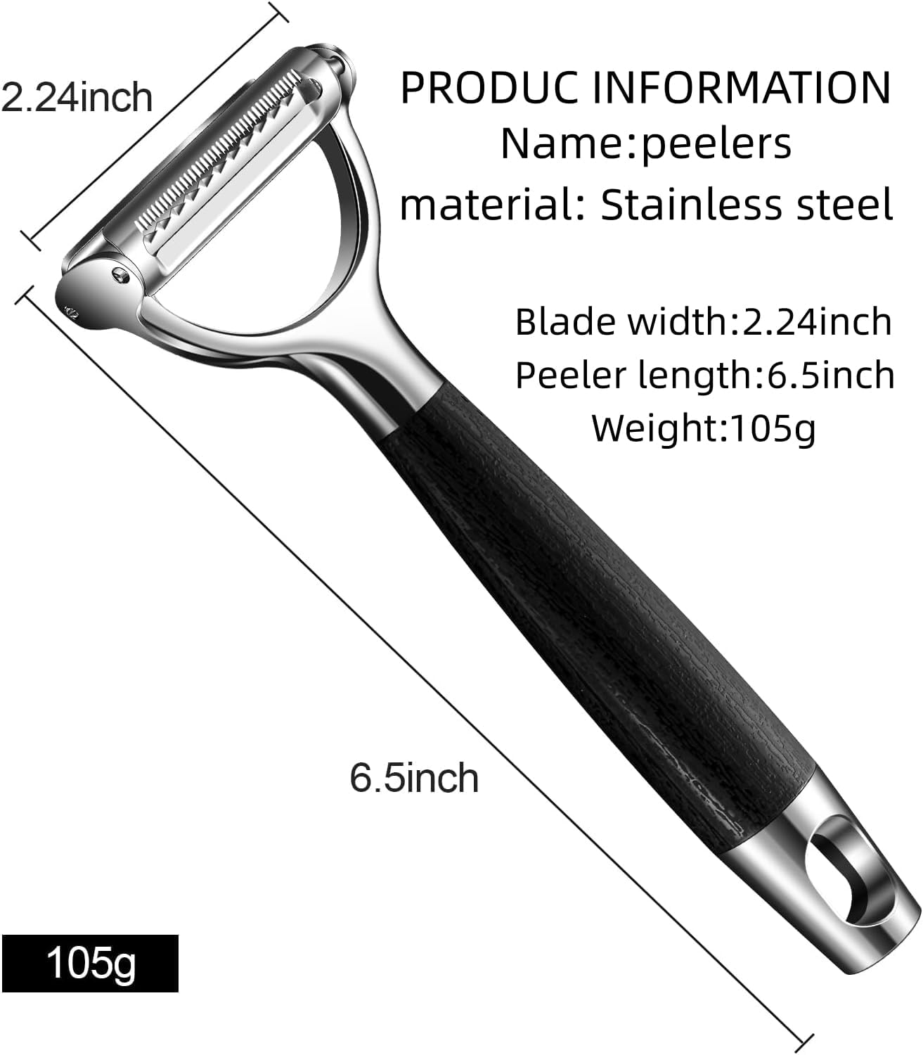 2-in-1 Serrated Julienne Peeler Vegetable Peeler | veggie peeler stainless steel blades are very durable and sharp for harder fruits and vegetables，Essential Kitchen Tool