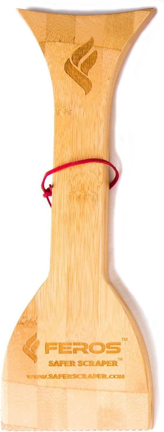 FEROS Safer Scraper - Wood BBQ Wooden Grill Cleaner - Cleans top and Between Barbecue grates. Use to Oil & Clean Barbeque. Sustainable Replacement for Wire Bristle Brush