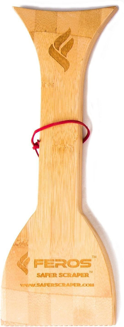 FEROS Safer Scraper - Wood BBQ Wooden Grill Cleaner - Cleans top and Between Barbecue grates. Use to Oil & Clean Barbeque. Sustainable Replacement for Wire Bristle Brush
