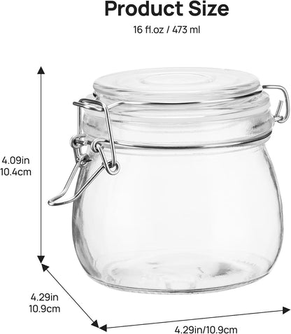 Vtopmart 78oz Glass Food Storage Jars with Airtight Clamp Lids, 3 Pack Large Kitchen Canisters for Flour, Sugar, Cereal, Coffee, Pasta and Canning, Square Mason Jars with 8 Reusable Labels
