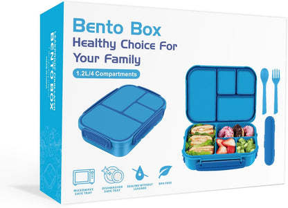 Amathley Lunch Box Kids,Bento Box Adult,Leakproof Lunch Containers for Adults/Kids/Toddler,1200ML-4 Compartments bento Lunch box with Utensil,Microwave & Dishwasher & Freezer Safe (Pink Berry)