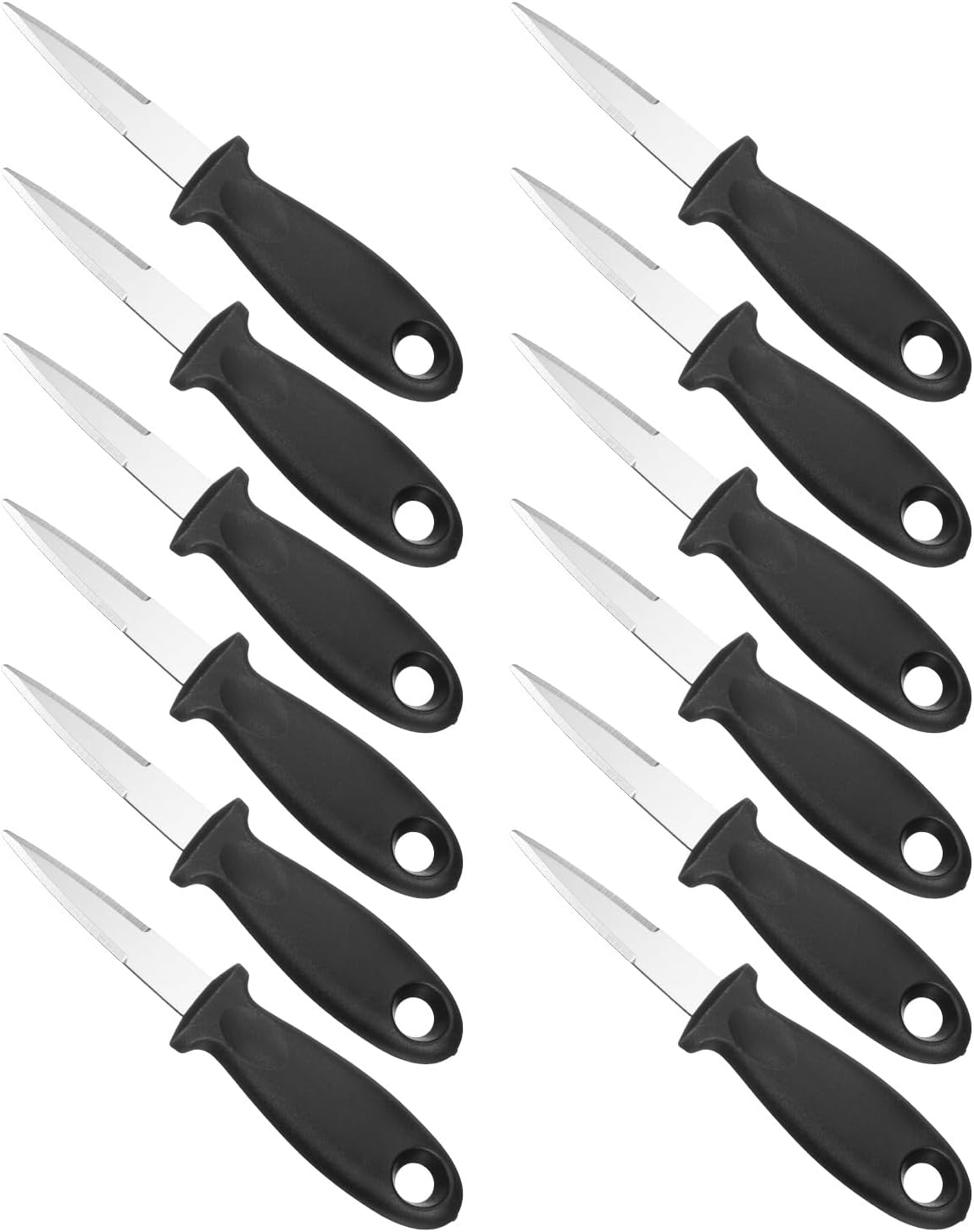 uxcell 12 Pcs Stainless Steel Oyster Shucking Knife, Oyster Shucking Shell Opener Knife Non-Slip for Shellfish Opening Seafood Restaurants Home Use, Green