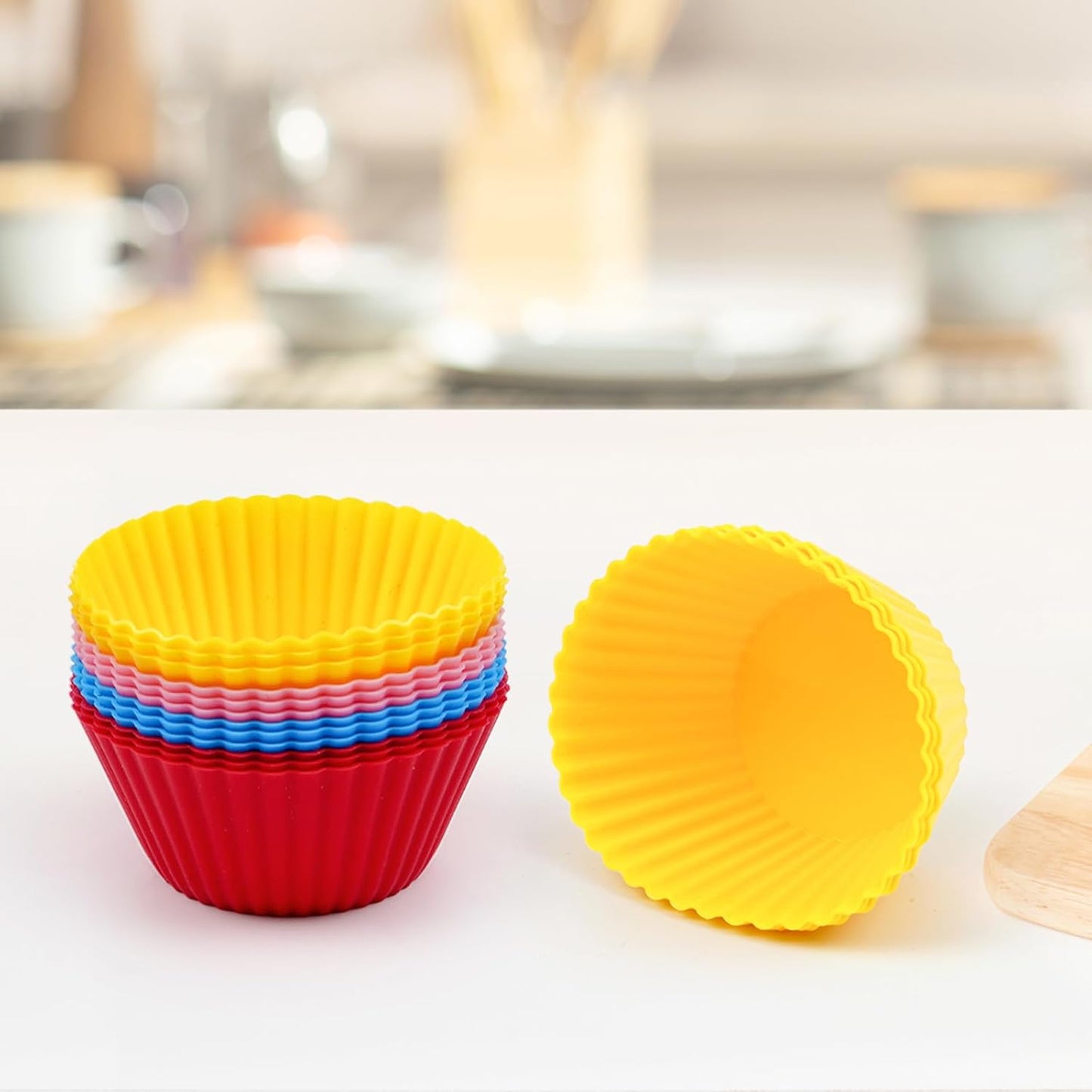 12 Pack Reusable Silicone Cupcake Liners Baking Cups Liners Non-Stick Cake Molds Sets for Lunch Wedding Engagement