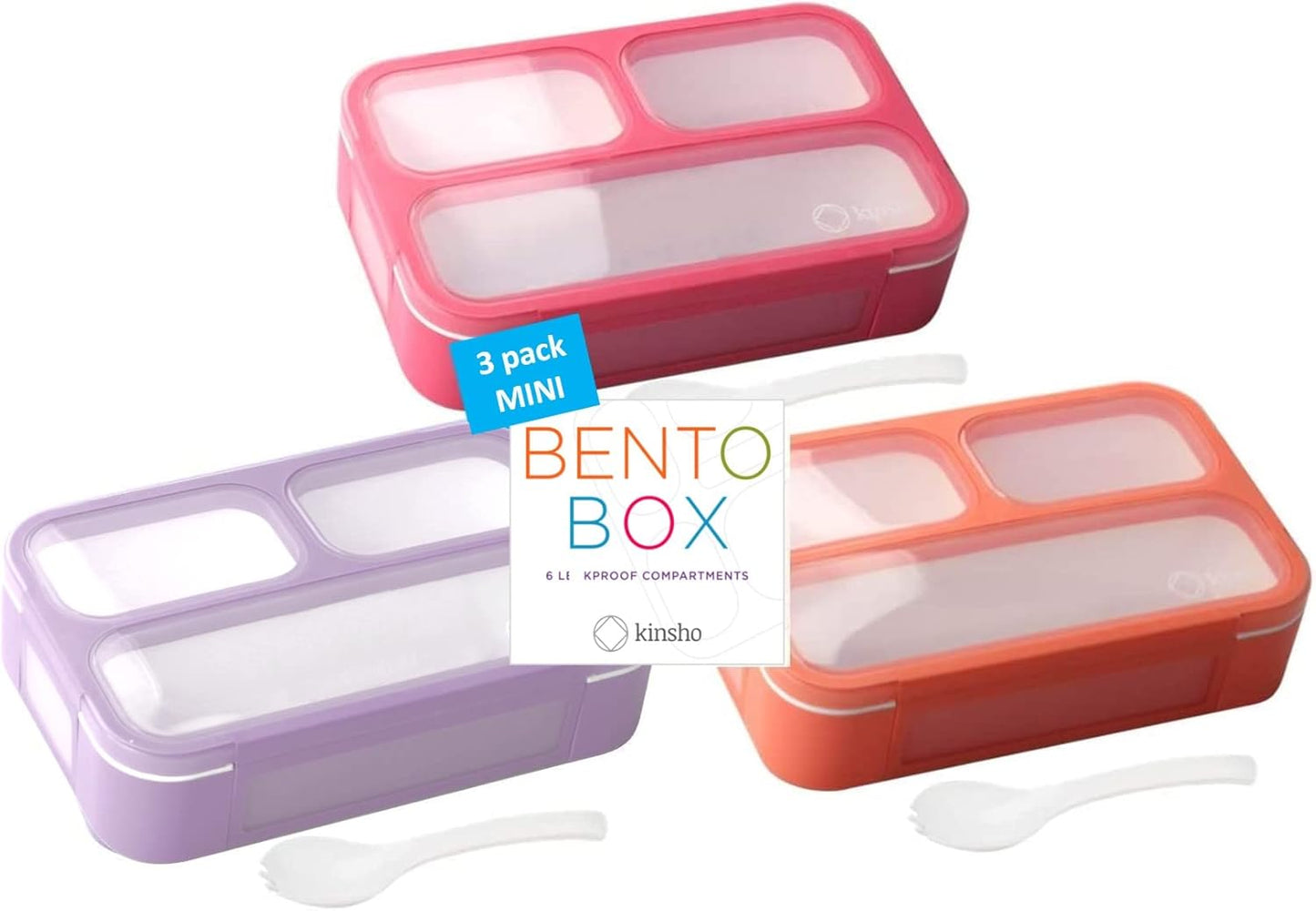 Small Snack Containers for Kids Toddlers - 3 Compartments (Set of 2) - Leak-Proof Reusable Boxes with Lids - BPA-Free Plastic Mini Bento Lunch Box - Holds 2 Cups Capacity (Pastel Blue+Teal Sparkle)