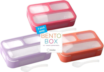 Small Snack Containers for Kids Toddlers - 3 Compartments (Set of 2) - Leak-Proof Reusable Boxes with Lids - BPA-Free Plastic Mini Bento Lunch Box - Holds 2 Cups Capacity (Pastel Blue+Teal Sparkle)
