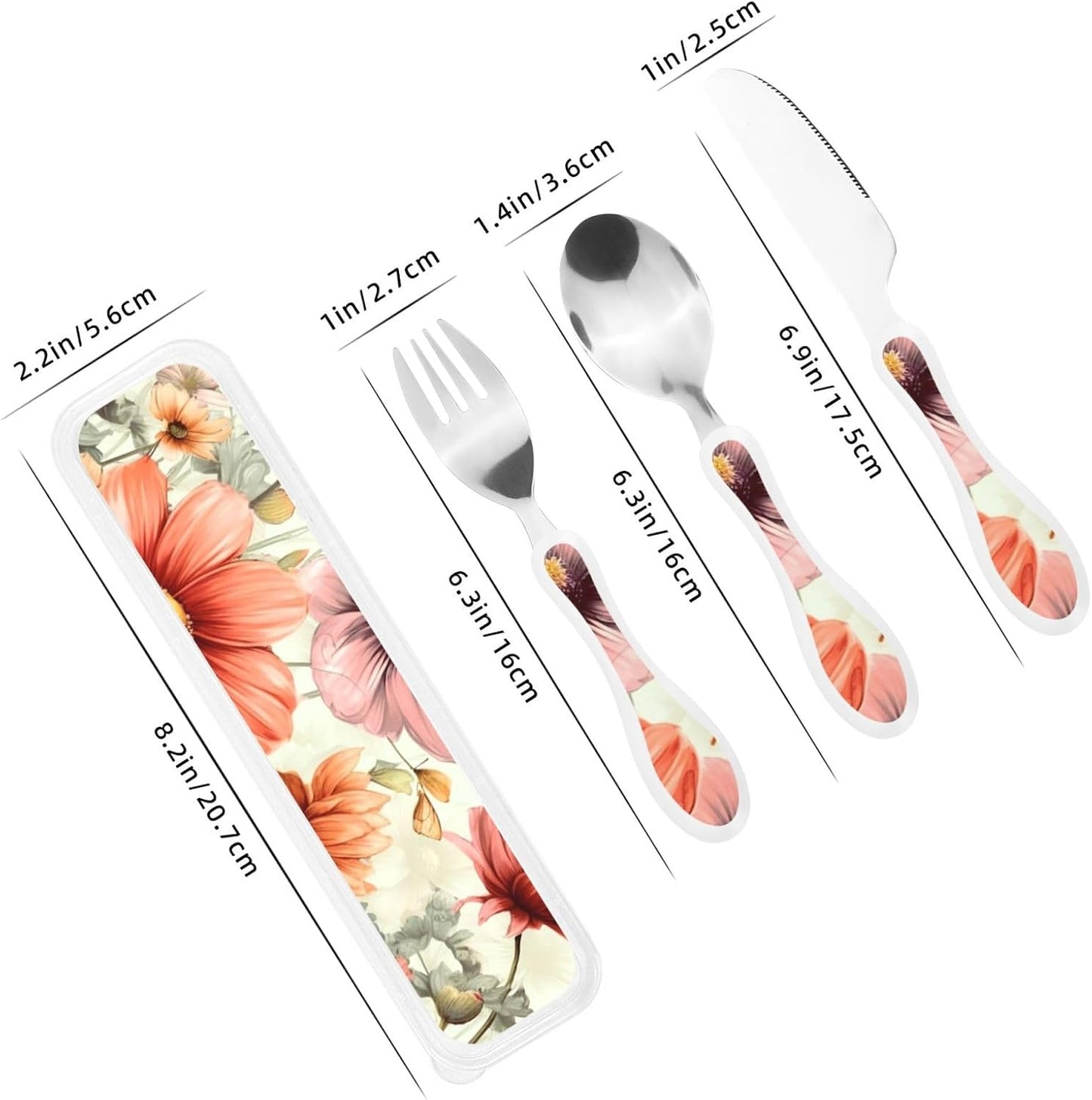 3-Piece Kids Silverware Set With Storage Case, Stainless Steel Reusable Children Safe Knife Spoon Fork Set Blue Active Girl Running Sunset Children Flatware Set For Kids Lunch Box - Colors A