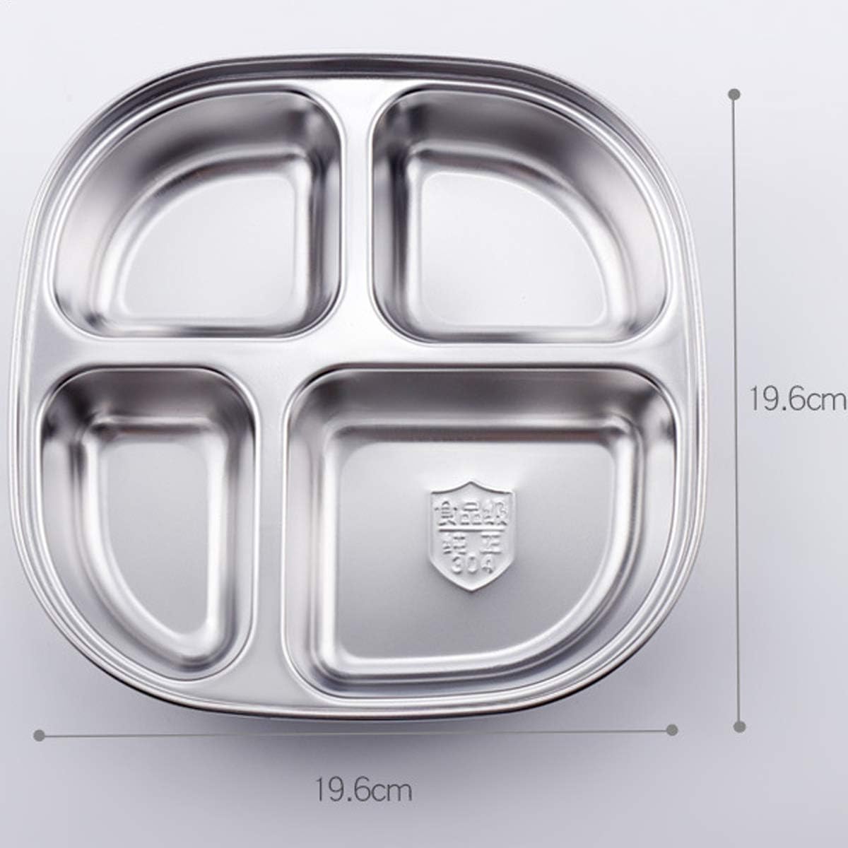 Set of 2 Stainless Steel Rectangular Divided Plates Tray 5 Sections Dinner Plates for Adults - Unbreakable Metal Plate for Campers, and Portion Control Reusable Plate
