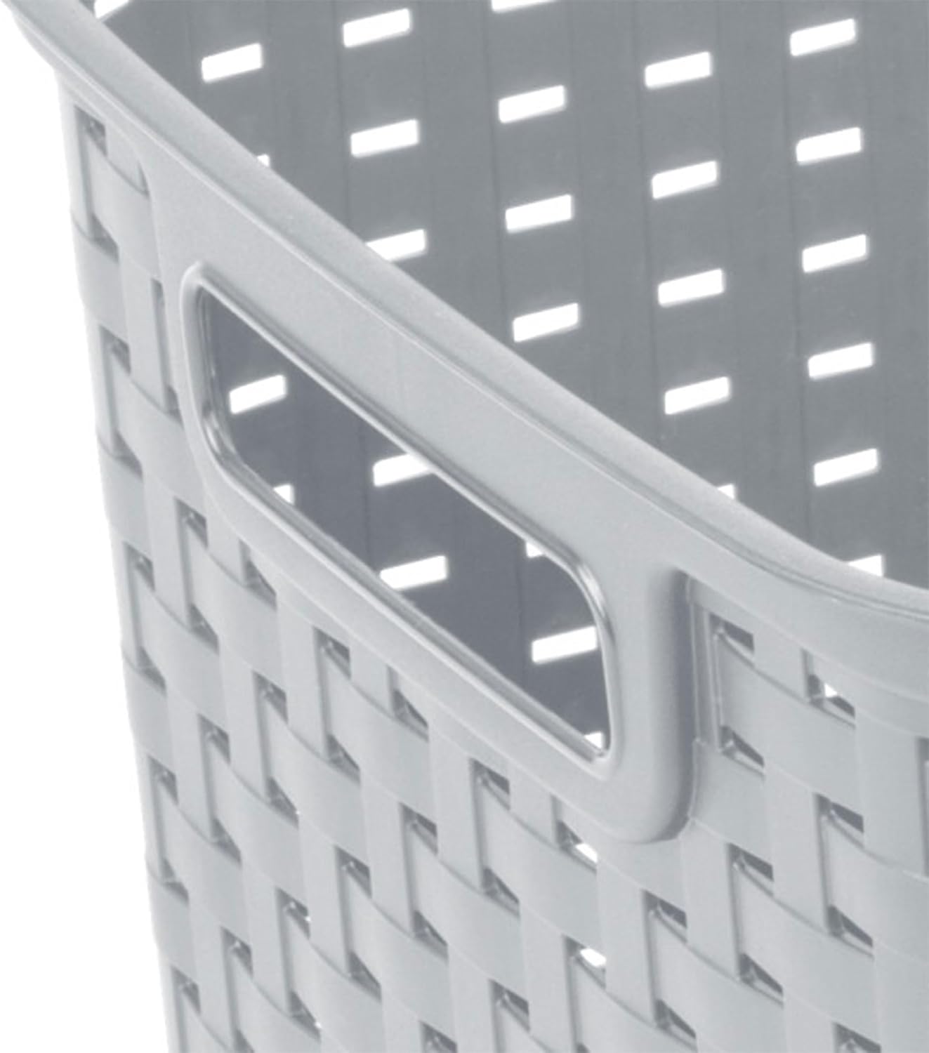 Sterilite 6-Pack Tall Weave Basket, Woven Plastic Storage Baskets for Organization, Cement Gray - Organizing Bin Containers with Handles for Bedroom, Bathroom, Dorm, Laundry Room, and Closet