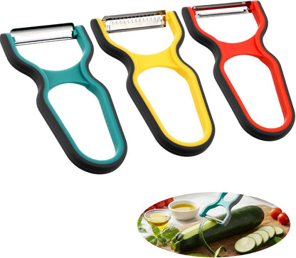 3 Pcs Peeler Set, Straight, Serrated, Julienne Peelers | Stainless Steel Blades Ergonomic Handles Peelerz For Fruits Vegetables