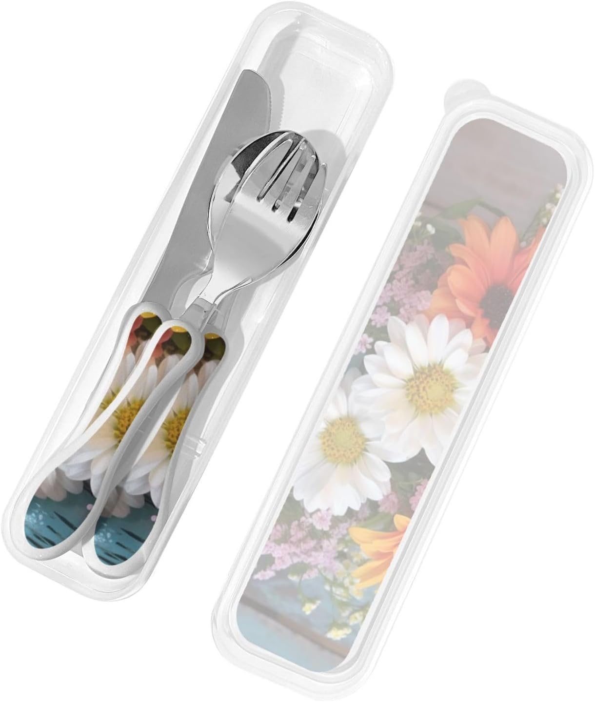 3-Piece Kids Silverware Set With Storage Case, Stainless Steel Reusable Children Safe Knife Spoon Fork Set African Animals Children Flatware Set For Kids Lunch Box