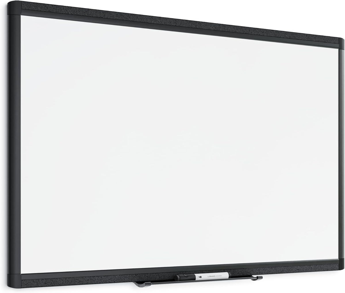 U Brands Framed Magnetic Weekly Calendar Dry Erase White Board, Office Supplies, Black Frame, with Marker, Magnet, 11” x 18”