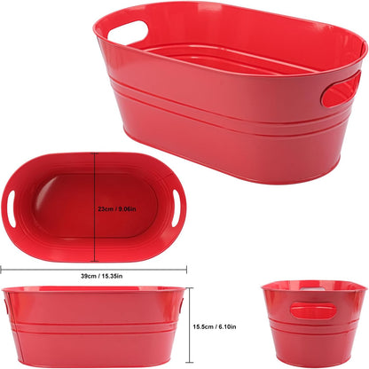 3 Pack 15.3" x 9" x 6" Yellow Metal Galvanized Tub with Handles, 3 Gallon Large Beverage Tubs for Parties, Beer, Wine, and Cocktails, Rust-Proof and Durable Ice Buckets