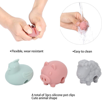 3PCS Spill Proof Lid Lifter, Silicone Cute Anti Overflow Pot Watcher