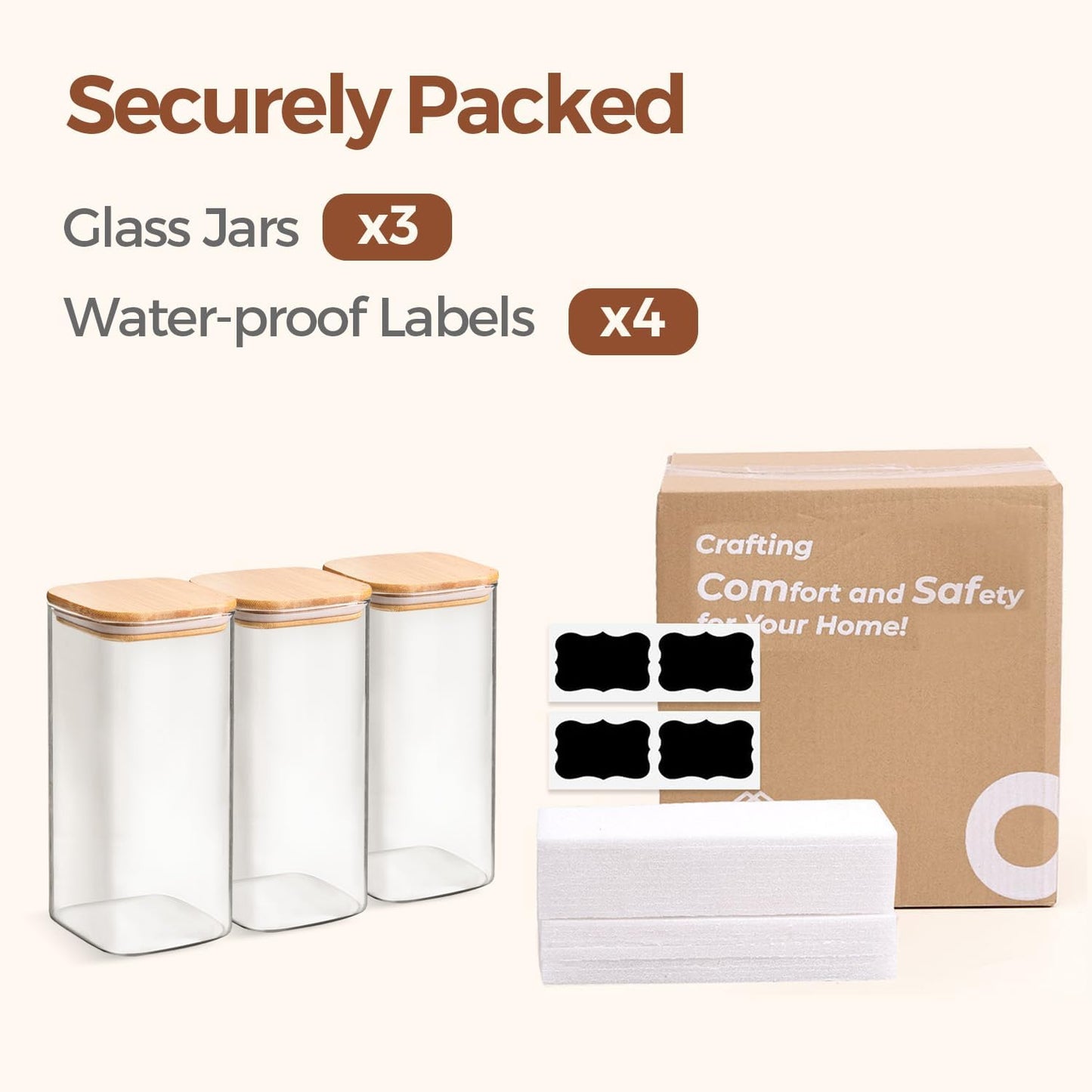 ComSaf 2Pcs Large Glass Storage Containers with Lids 4Qt, 1 Gallon Wide Mouth Flour Sugar Storage Containers, Large Capacity and Sealed for Rice, Cereal, Oat, Easy Clean and Scoop, Pantry Organization