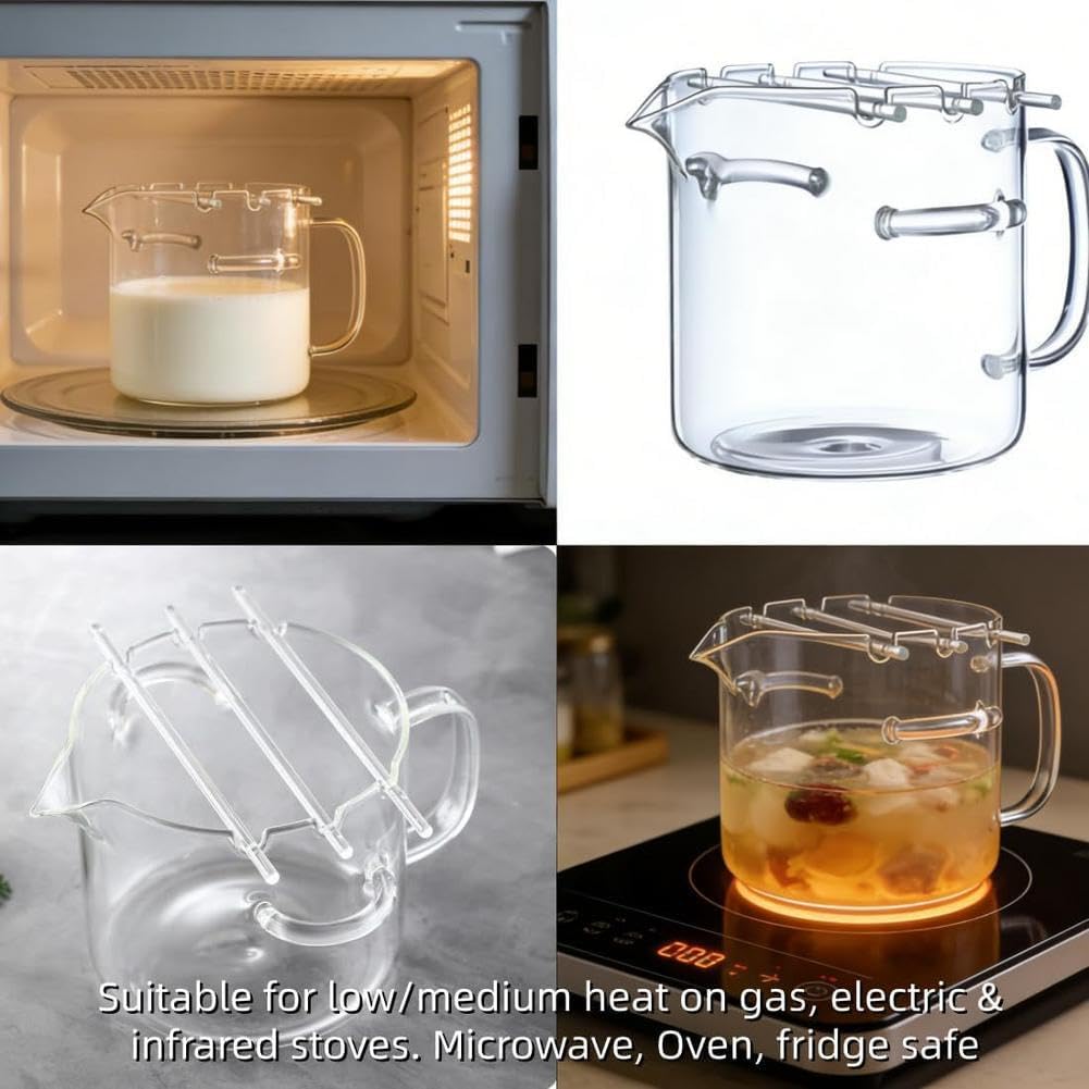 Glass Microwave Bacon Cooker,Multifunctional Glass Bacon Grill with Lid for Oven,Heat-Resistant Microwave Bacons Tray,Non-Stick Glasses Cooking Pot for Home Cooking, Picnics, and Barbecues