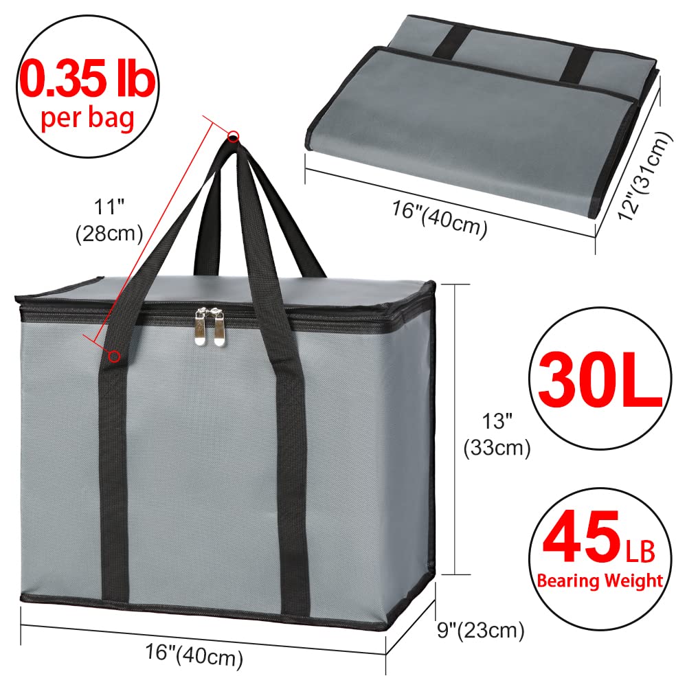 Insulated Food Delivery Bag, XXXL Insulated Reusable Grocery Cooler/Hot Bags, Tote Bag for Shopping/Travel/Doordash, Catering Bag Doordash 22x14x13, Black, 1-Pack