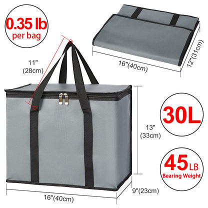 Insulated Food Delivery Bag, XXXL Insulated Reusable Grocery Cooler/Hot Bags, Tote Bag for Shopping/Travel/Doordash, Catering Bag Doordash 22x14x13, Black, 1-Pack
