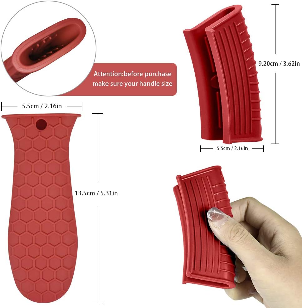 Silicone Hot Handle Holder, Heat Resistant Potholder Cookware Handle Cast Iron Skillets Handles Grip Covers for Cast Iron Skillet