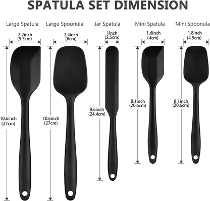 5-Pack Silicone Spatula Set – Heat-Resistant Baking, Cooking & Mixing Tools, Seamless Design, Non-Stick & Easy to Clean, Aqua Sky